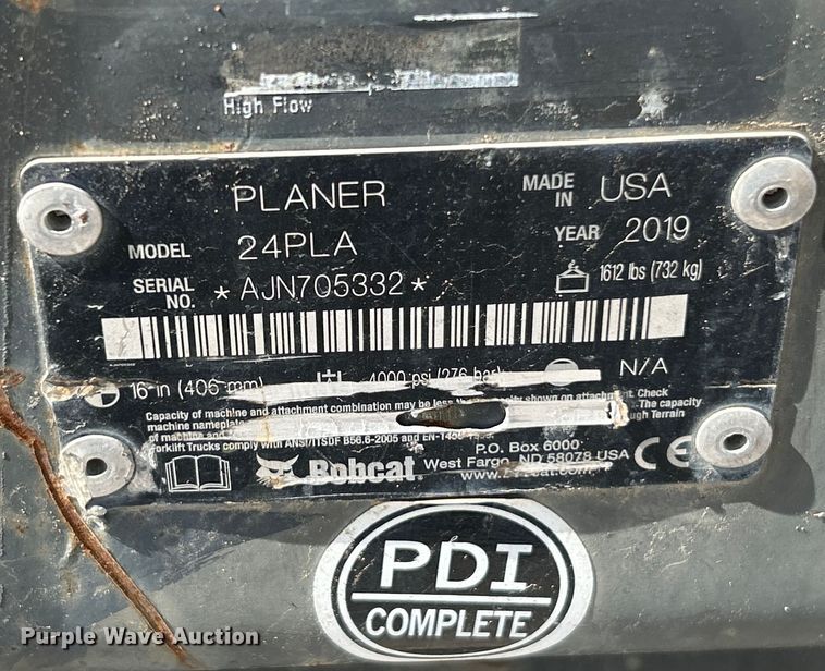 image for item EK4409 2019 Bobcat 24PLA skid steer cold planer