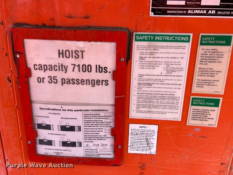 image for item EK4429 2007 Alimak Scando 650 FC construction elevator