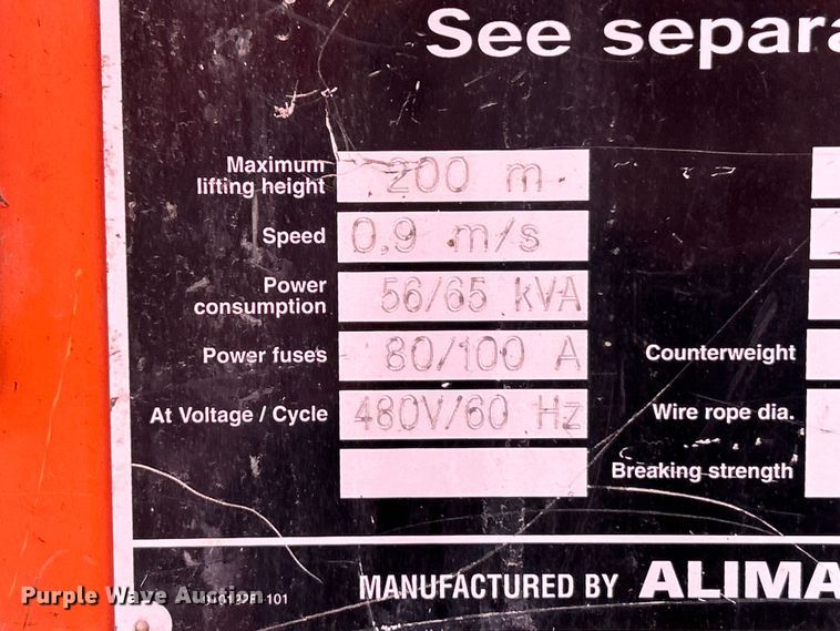 image for item EK4429 2007 Alimak Scando 650 FC construction elevator