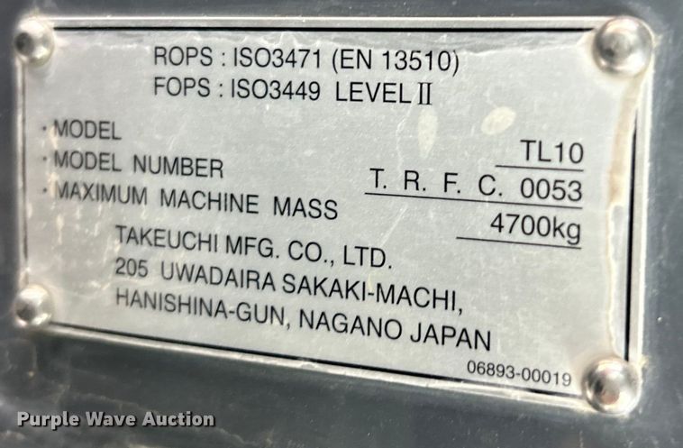 image for item EK4431 2015 Takeuchi TL10 tracked skid steer loader
