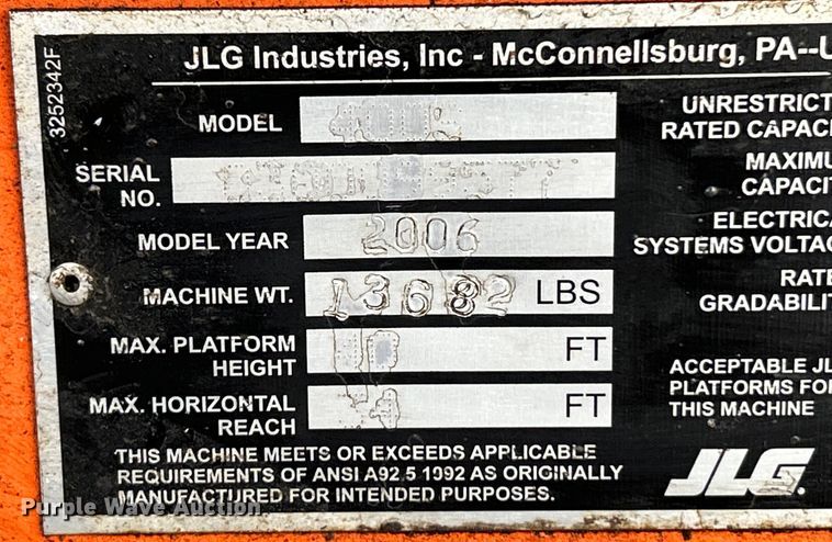 image for item EK4441 2006 JLG 400S boom lift
