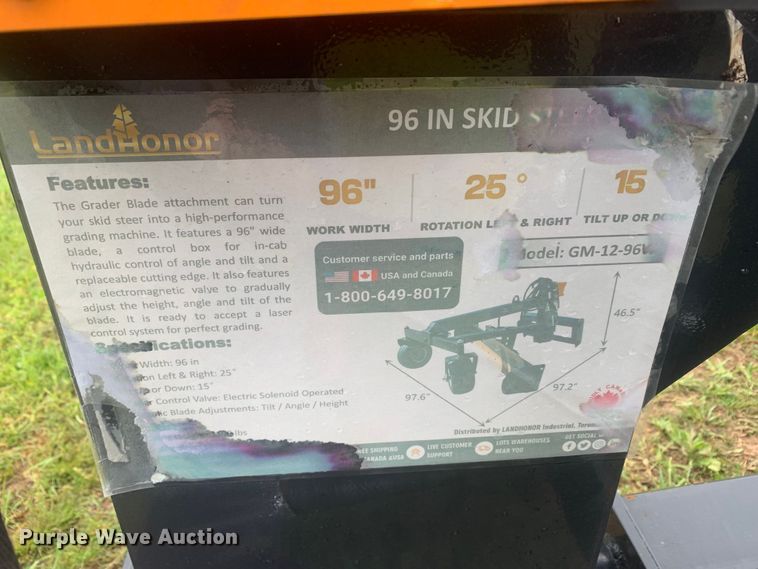 image for item KX9975 2023 Landhonor GM-12-96W skid steer grader