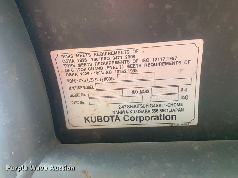 image for item KX9978 2020 Kubota U25 mini excavator