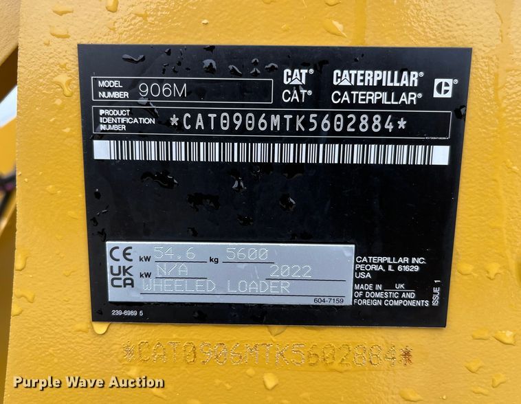 image for item LD9384 2022 Caterpillar  906M wheel loader
