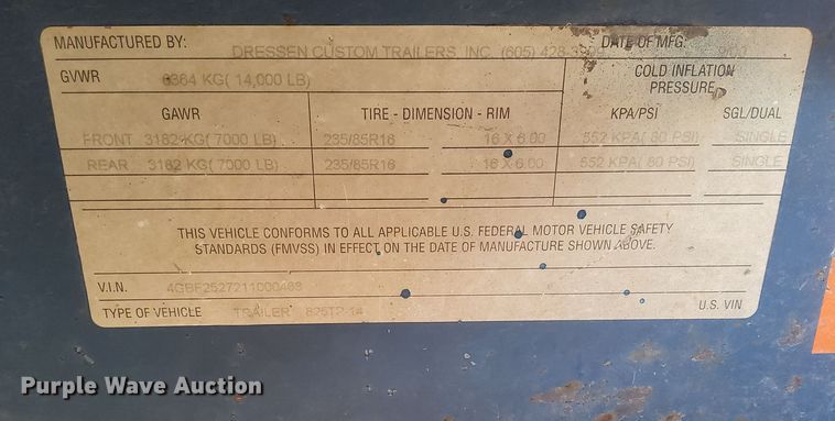 image for item LN9979 2001 Dressen equipment trailer