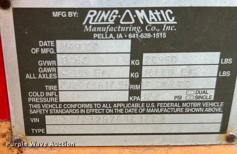 image for item NH9065 2007 Ring-O-Matic 750 vacuum excavator