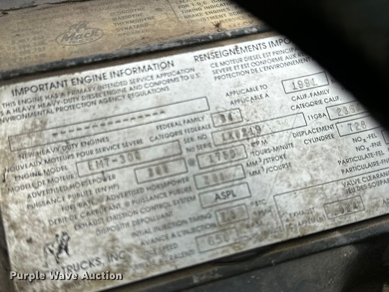 image for item NH9122 1987 Mack RS688LST dump truck