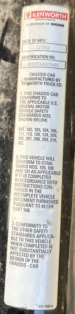 image for item NT9052 2017 Kenworth  T880 dump truck