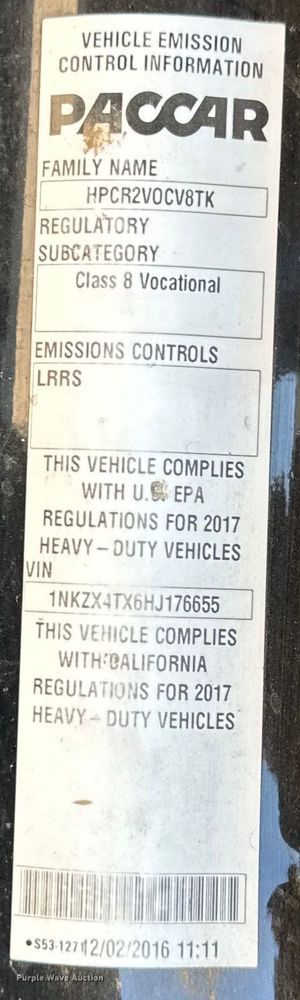 image for item NT9052 2017 Kenworth  T880 dump truck