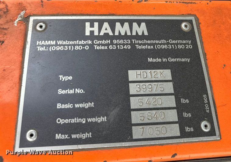 image for item NT9084 1997 Hamm HD12K combination vibratory roller