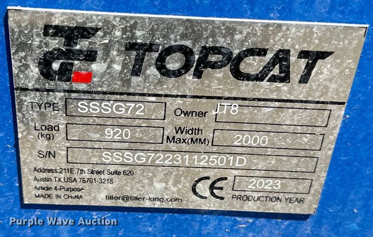 image for item NT9109 2023 TopCat SSSG72 skid steer dozer blade