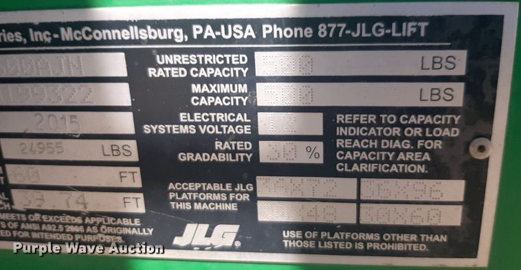 image for item NV9096 2015 JLG 600AJN boom lift