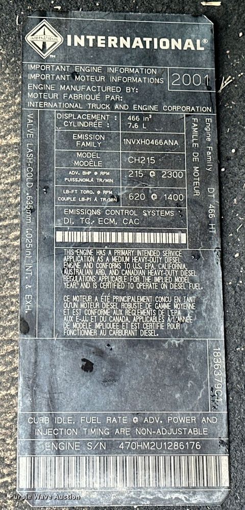 image for item OM9463 2002 International  4400 utility / service truck