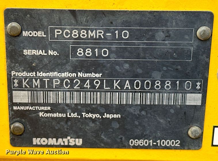 image for item OM9464 2019 Komatsu  PC88MR-10 mini excavator