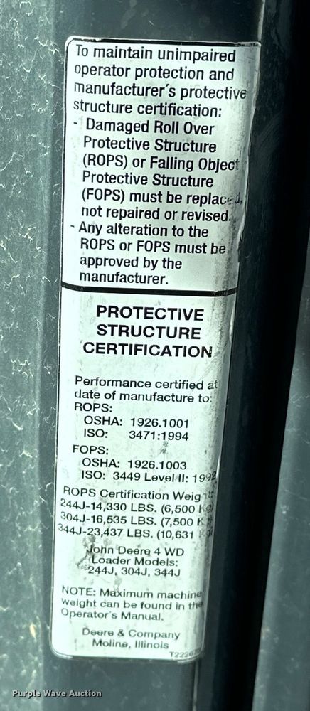 image for item OM9466 2008 John Deere  304J wheel loader