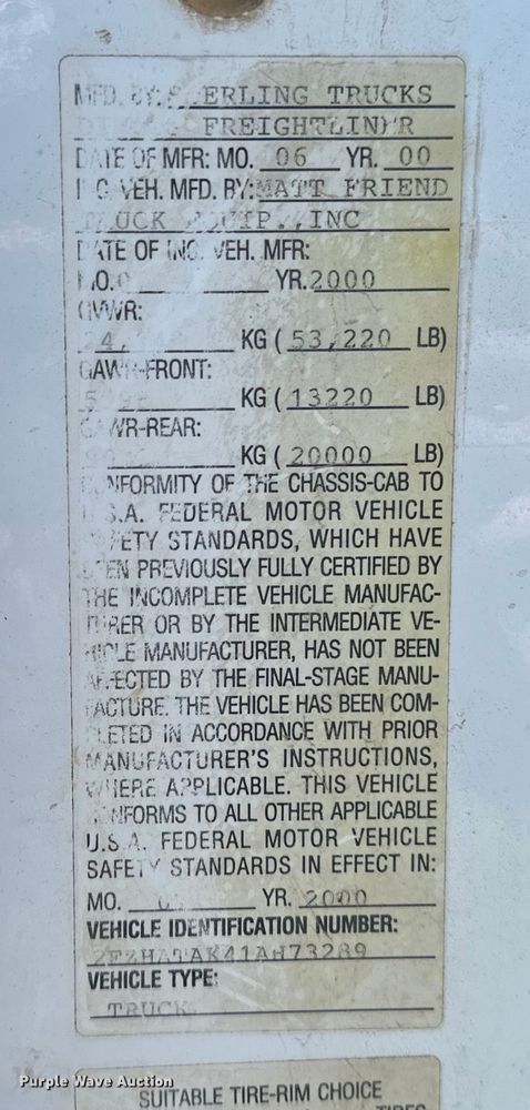 image for item OM9469 2001 Sterling  LT7500 dump truck