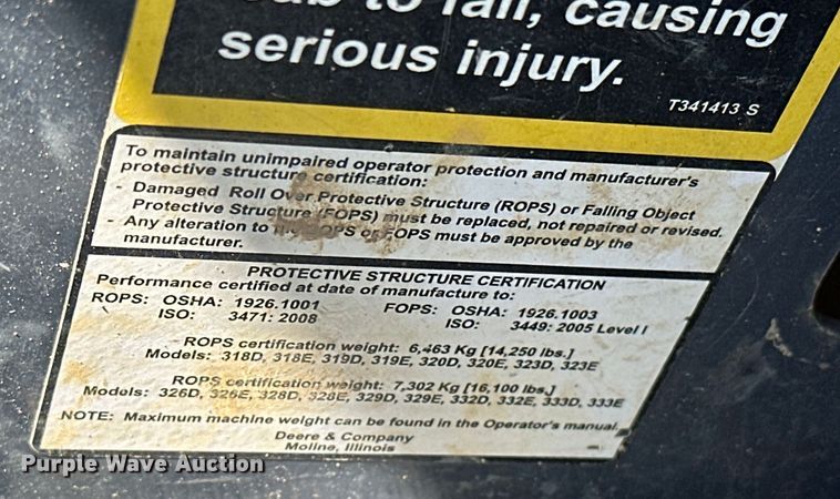 image for item OM9470 2015 John Deere  332E skid steer loader