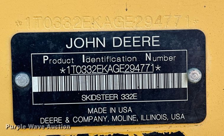 image for item OM9471 2016 John Deere  332E  skid steer loader