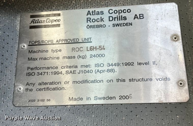image for item OM9832 2006 Atlas Copco  ROC L6H-54 rock drill