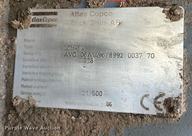 image for item OM9832 2006 Atlas Copco  ROC L6H-54 rock drill