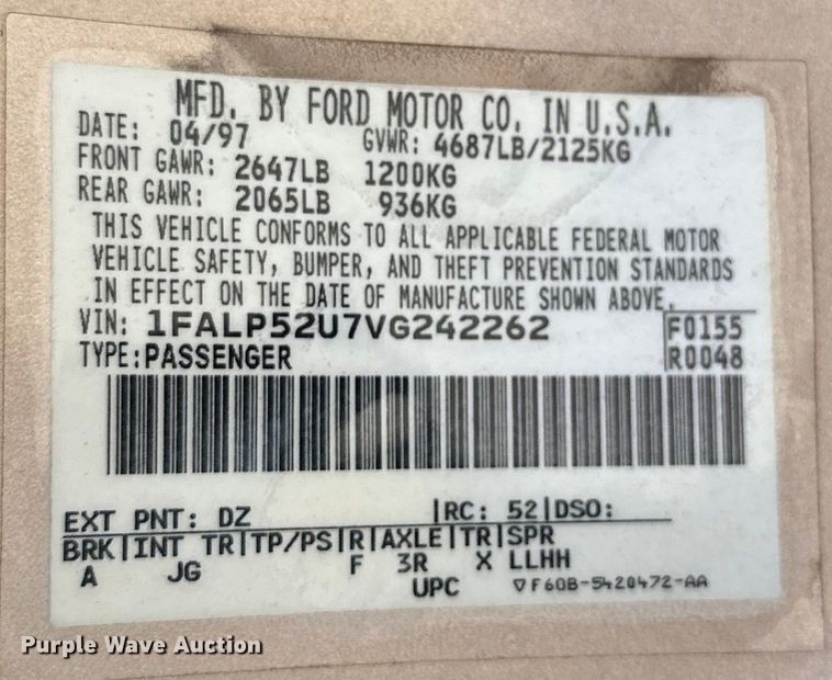 image for item DK6551 1997 Ford Taurus GL 