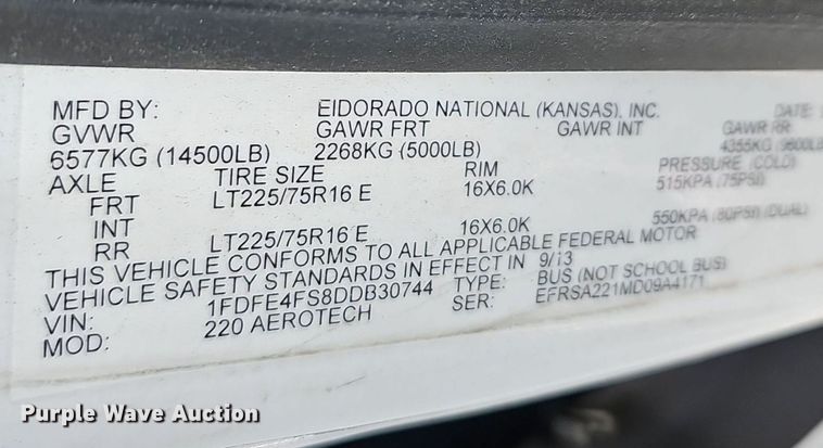 image for item DM1613 2014 Eldorado National Aerotech Ford 220 shuttle bus