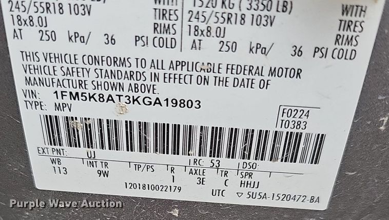 image for item DM1616 2019 Ford Explorer Police Interceptor  SUV