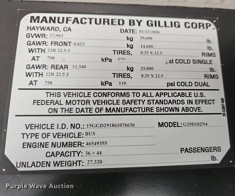 image for item DM1618 2006 Gillig  G29D102N4 transit bus