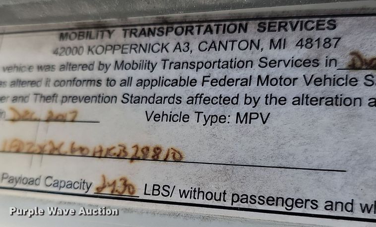 image for item DM1619 2017 Mobility Transportation X2C handicap accessible van