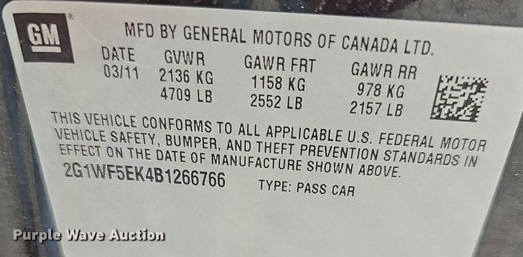 image for item DM1623 2011 Chevrolet Impala 