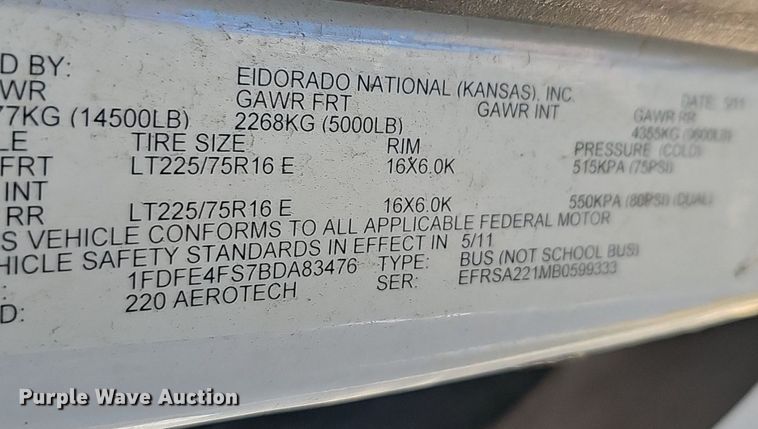 image for item DM1629 2011 Eldorado National shuttle bus