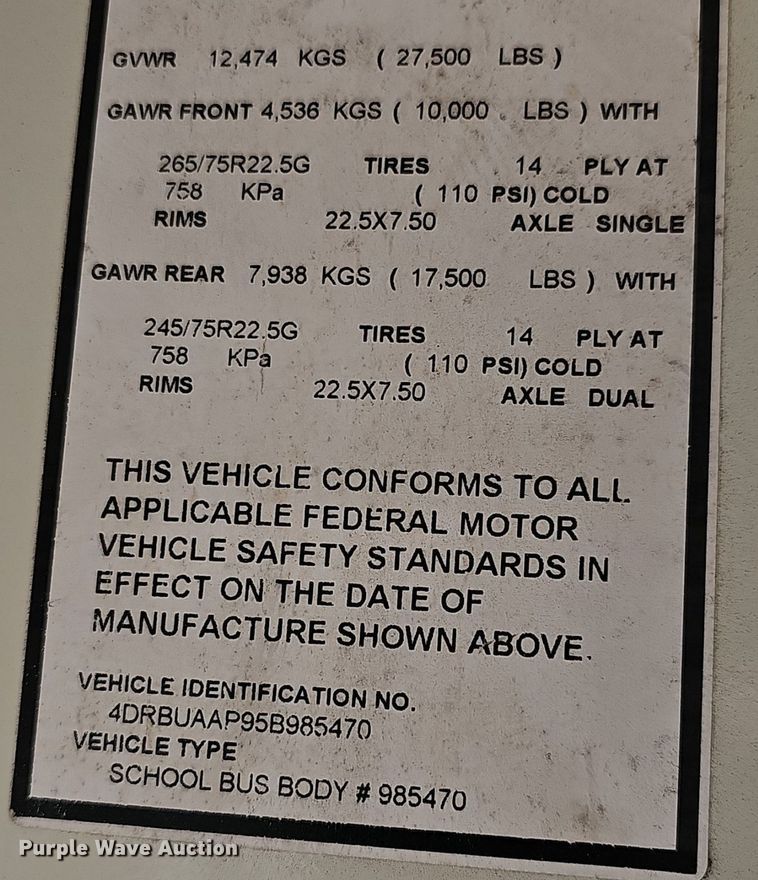image for item DM1637 2005 IC CE300 school bus