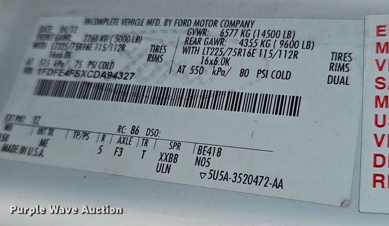 image for item DM1649 2012 Ford E450 Super Duty  shuttle bus