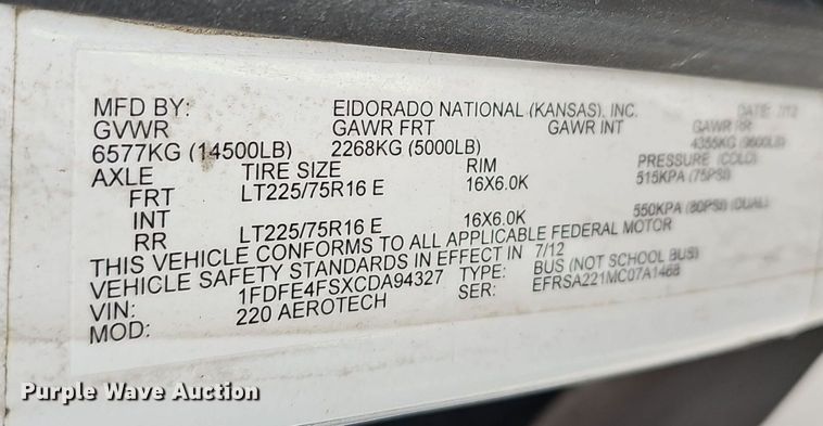 image for item DM1649 2012 Ford E450 Super Duty  shuttle bus