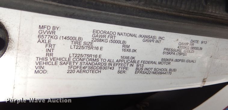 image for item DM1650 2014 Eldorado National Aerotech Ford 220 shuttle bus