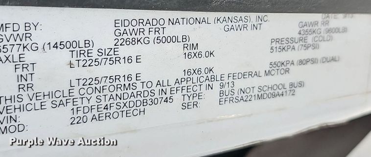 image for item DM1651 2014 Eldorado National Aerotech Ford 220 shuttle bus