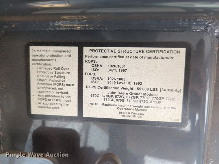 image for item DN3831 2011 John Deere 772G motor grader