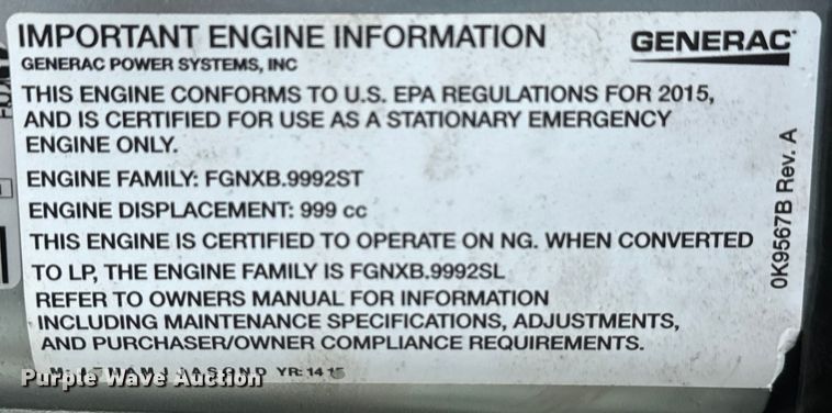 image for item DN7688 Generac  0067300 generator