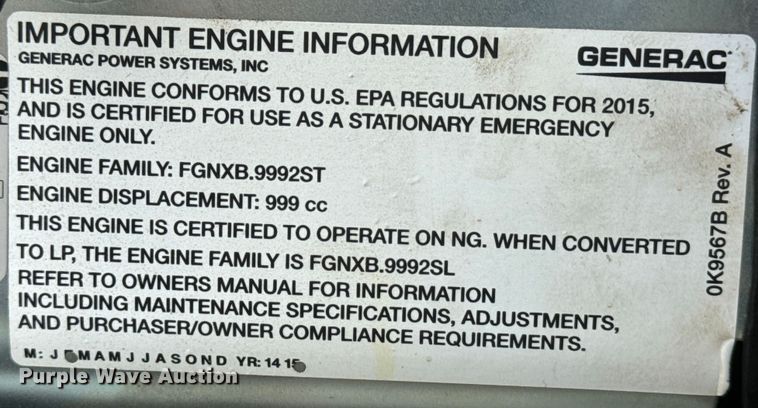 image for item DN7689 Generac 0067300 generator