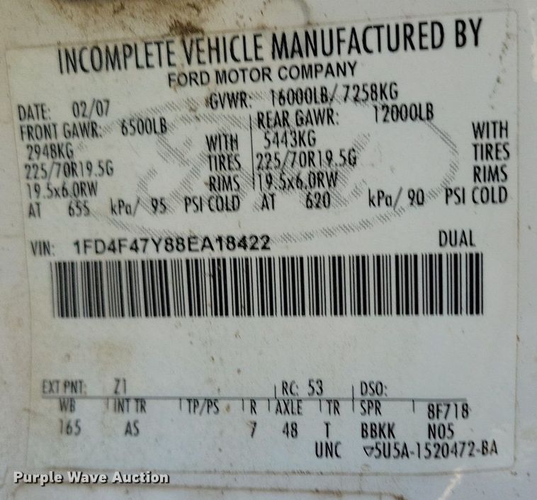 image for item DP1356 2008 Ford F450 Super Duty XL dump truck