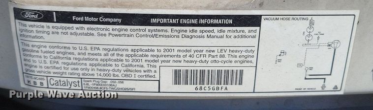 image for item DP1357 2001 Ford E450 Super Duty box truck