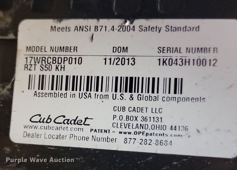 image for item DP3528 2013 Club Cadet RZT S50KH lawn mower