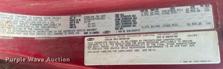 image for item EH6621 2000 Sterling  L8511 dump truck