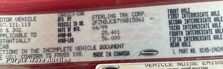 image for item EH6621 2000 Sterling  L8511 dump truck