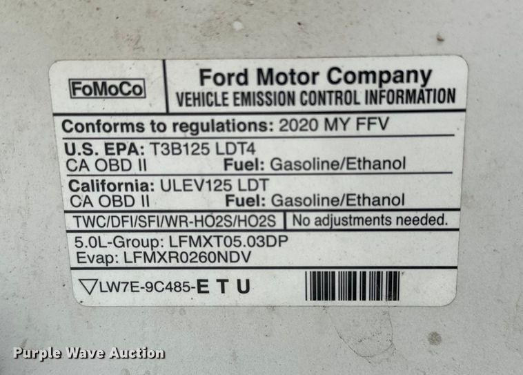 image for item EJ0402 2020 Ford  F150 SuperCrew pickup truck