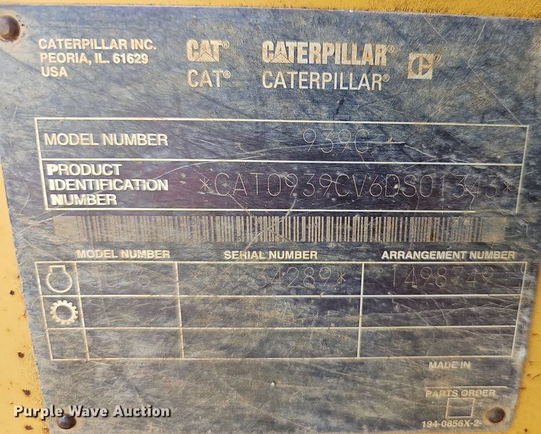 image for item EJ6314 2002 Caterpillar 939C track loader