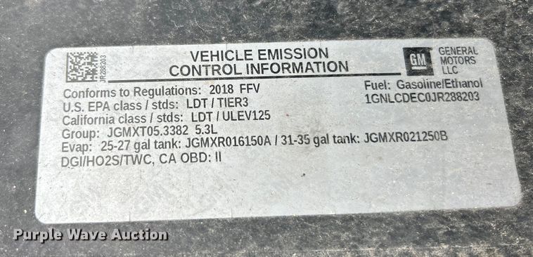 image for item EK4478 2018 Chevrolet Tahoe Police SUV