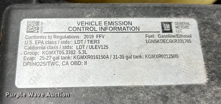 image for item EK4482 2019 Chevrolet Tahoe Police SUV