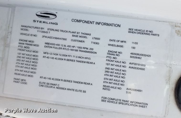 image for item LD9008 2006 Sterling LT9500 semi truck