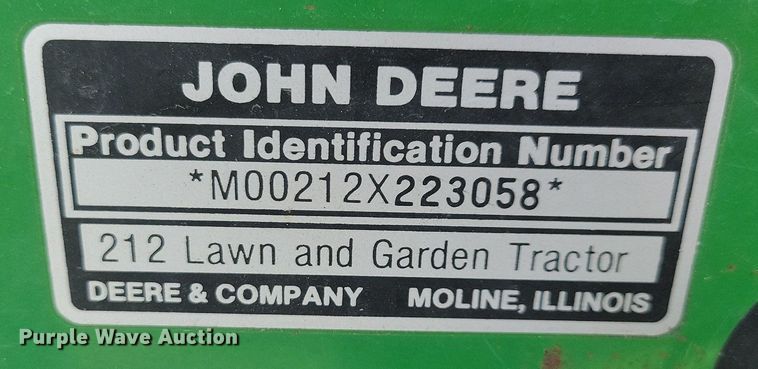 image for item LD9011 John Deere 212 lawn mower